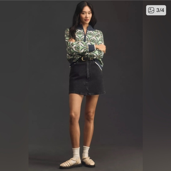 Anthropologie The Montana Mock-Neck Half-Zip Sweater by Maeve XL NWT - Picture 2 of 3